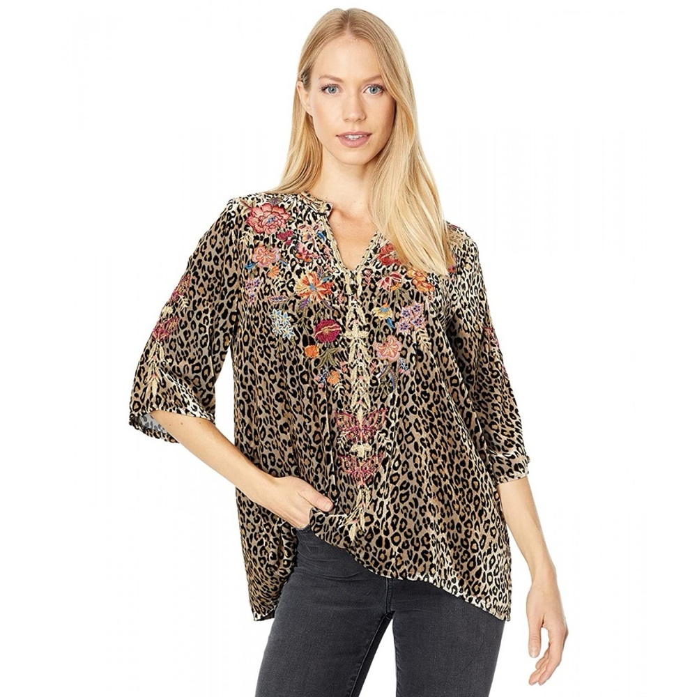 Jhonny Was Taline Easy V-Neck Shirt Tunic Top M
